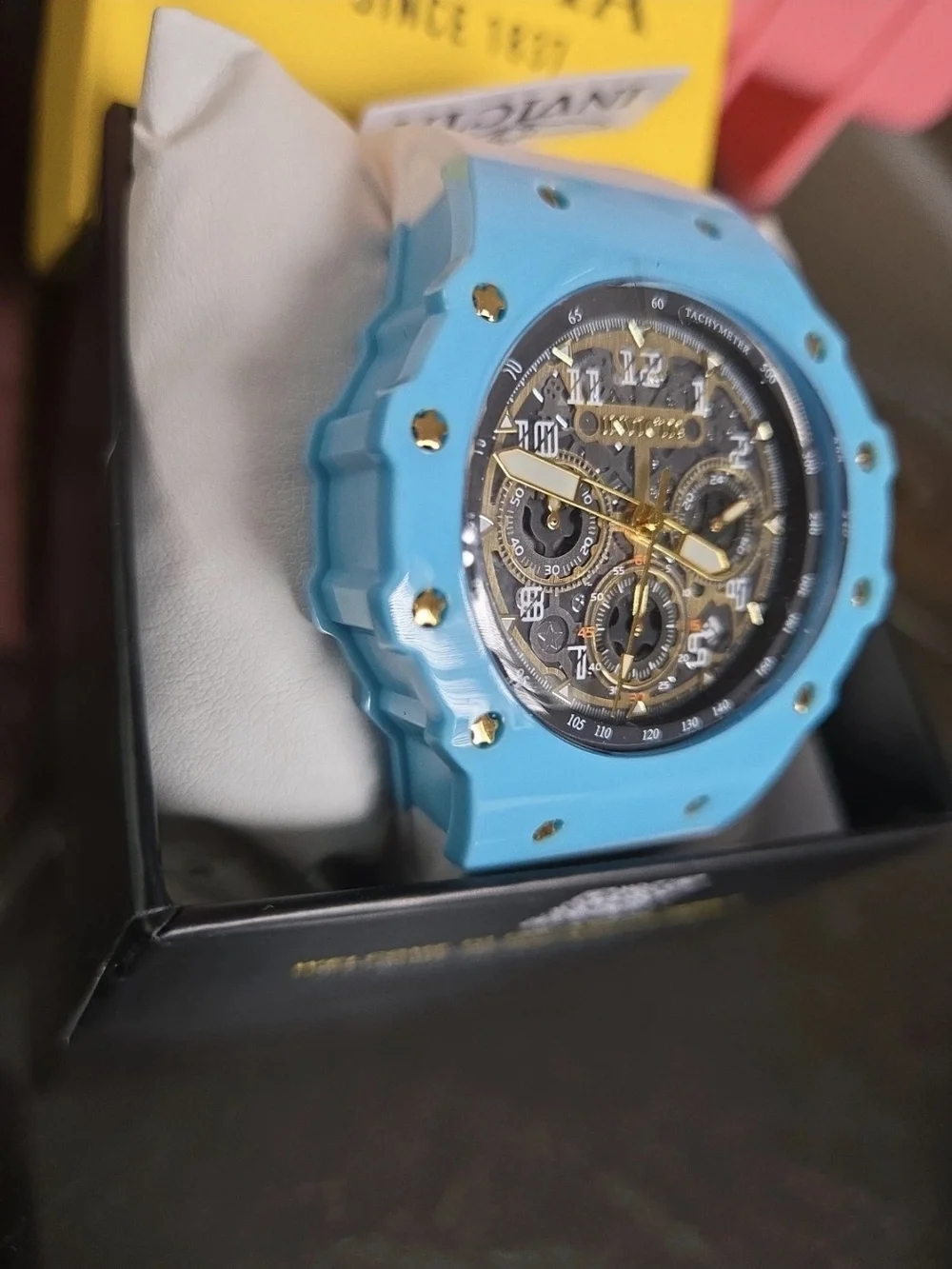 69652 Invicta Racing Vaulthan White/Blue Unisex Skeleton Dial Watch Collector